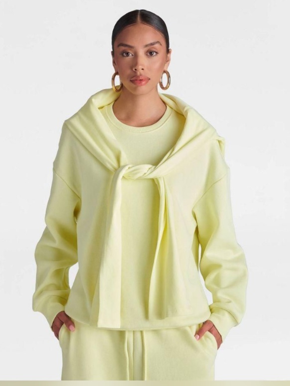 NWT KBB Double Layer Lemon Yellow Green Cozy Sweatshirt Set